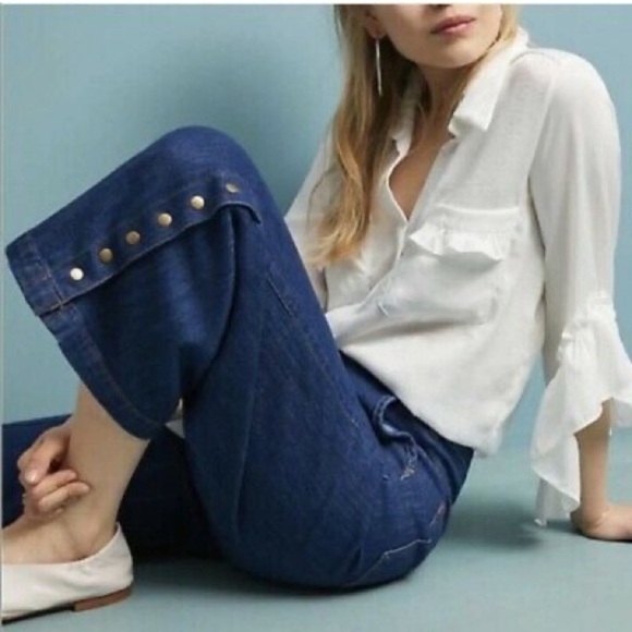 Pilcro and the Letterpress Denim - Pilcro and the Letterpress Anthropologie Wide Snap Leg Crop Jeans